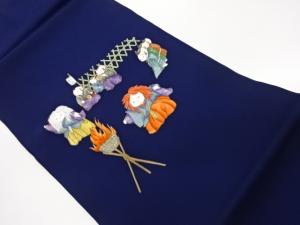 金彩塩瀬手描き薪能模様名古屋帯